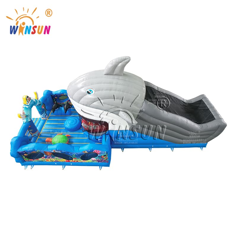 Under The Sea inflatable Playground With Moving Shark Mouth